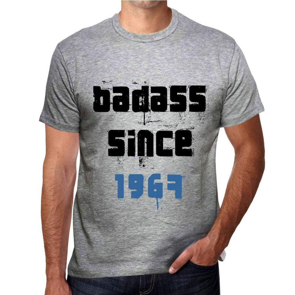 Badass Since 1967 Men's T-shirt Grey Birthday Gift 00430 - Ultrabasic