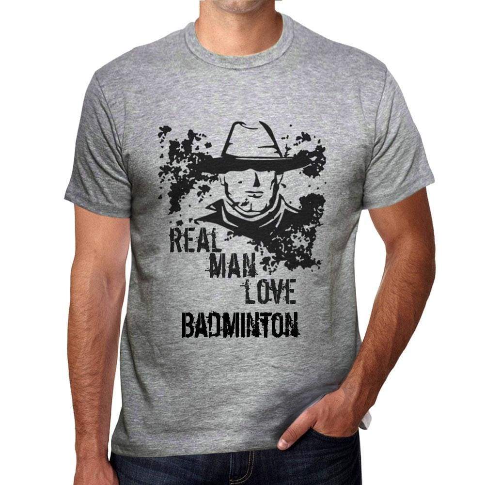 Badminton Real Men Love Badminton Mens T Shirt Grey Birthday Gift 00540 - Grey / S - Casual