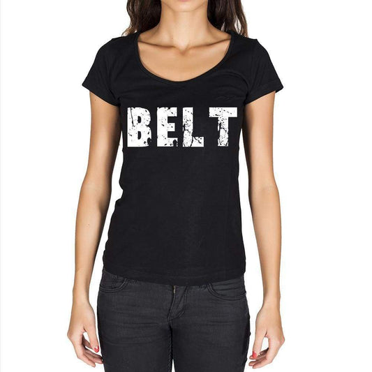 Belt Womens Short Sleeve Round Neck T-Shirt - Casual