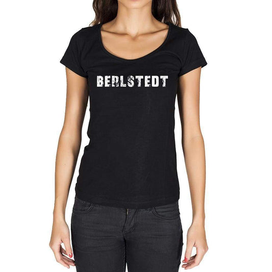 Berlstedt German Cities Black Womens Short Sleeve Round Neck T-Shirt 00002 - Casual