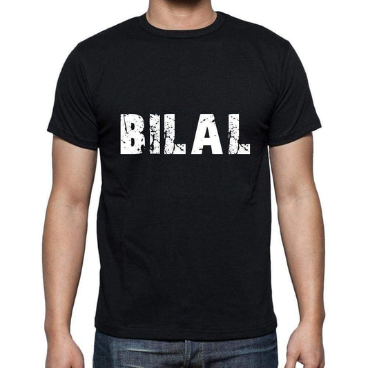 Bilal Mens Short Sleeve Round Neck T-Shirt 5 Letters Black Word 00006 - Casual