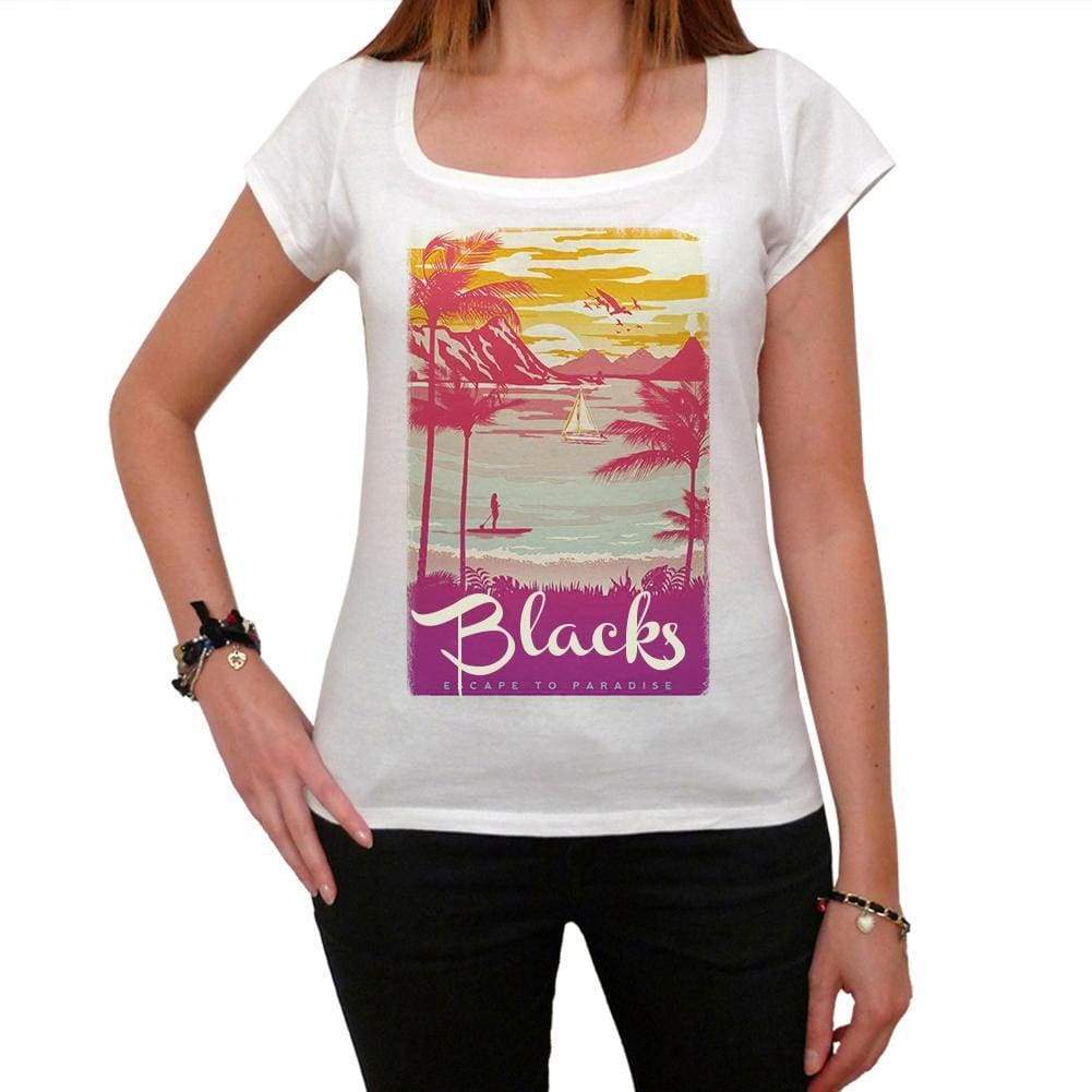 Blacks Escape To Paradise Womens Short Sleeve Round Neck T-Shirt 00280 - White / Xs - Casual