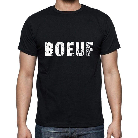 Boeuf Mens Short Sleeve Round Neck T-Shirt 5 Letters Black Word 00006 - Casual