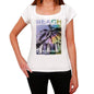 Bogliasco Beach Name Palm White Womens Short Sleeve Round Neck T-Shirt 00287 - White / Xs - Casual
