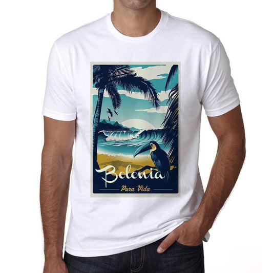 Bolonia Pura Vida Beach Name White Mens Short Sleeve Round Neck T-Shirt 00292 - White / S - Casual