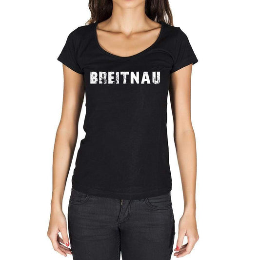 Breitnau German Cities Black Womens Short Sleeve Round Neck T-Shirt 00002 - Casual
