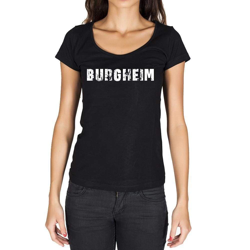 Burgheim German Cities Black Womens Short Sleeve Round Neck T-Shirt 00002 - Casual