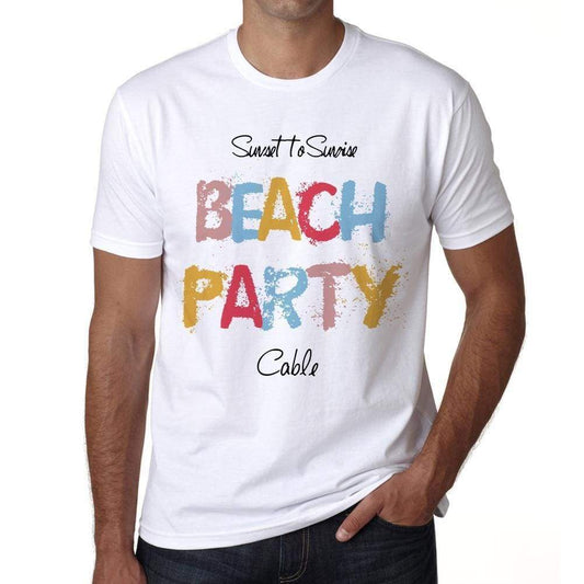 Cable Beach Party White Mens Short Sleeve Round Neck T-Shirt 00279 - White / S - Casual