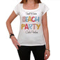Cala Padera Beach Party White Womens Short Sleeve Round Neck T-Shirt 00276 - White / Xs - Casual