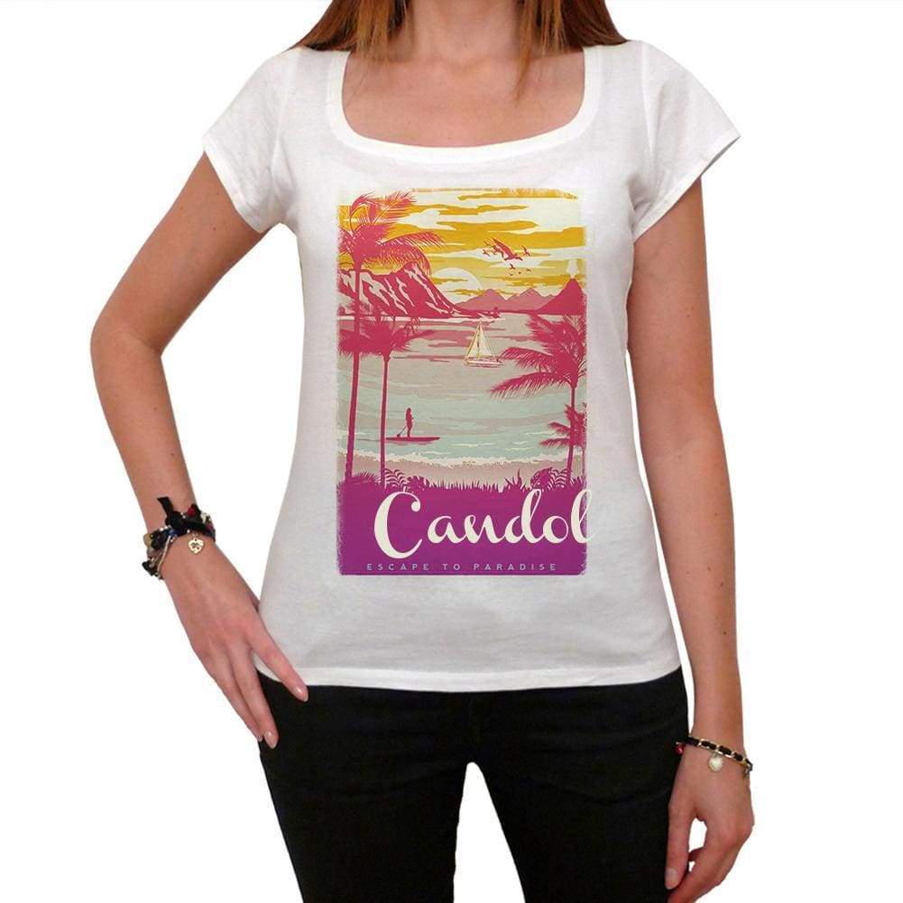 Candol Escape To Paradise Womens Short Sleeve Round Neck T-Shirt 00280 - White / Xs - Casual