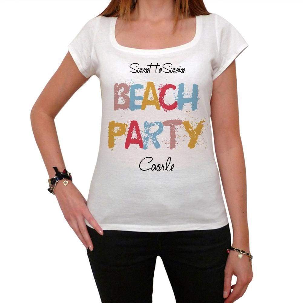 Caorle Beach Party White Womens Short Sleeve Round Neck T-Shirt 00276 - White / Xs - Casual