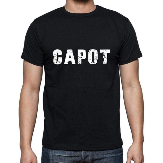 Capot Mens Short Sleeve Round Neck T-Shirt 5 Letters Black Word 00006 - Casual