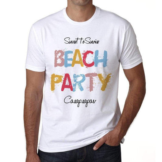 Casapsapan, Beach Party, White, <span>Men's</span> <span><span>Short Sleeve</span></span> <span>Round Neck</span> T-shirt 00279 - ULTRABASIC