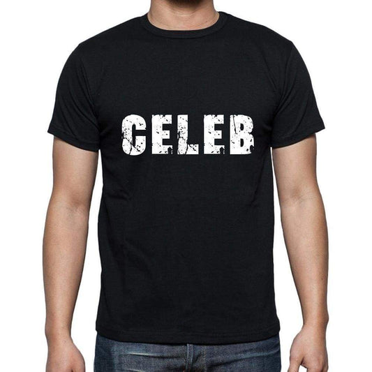 Celeb Mens Short Sleeve Round Neck T-Shirt 5 Letters Black Word 00006 - Casual