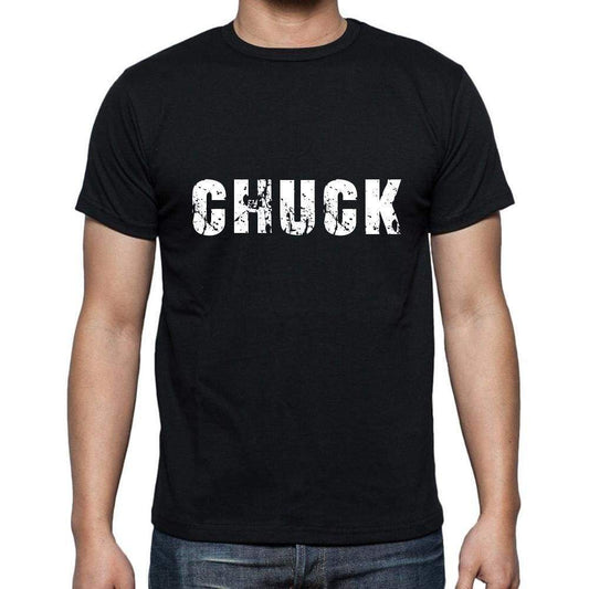 Chuck Mens Short Sleeve Round Neck T-Shirt 5 Letters Black Word 00006 - Casual