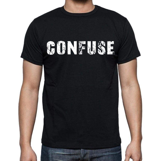Confuse White Letters Mens Short Sleeve Round Neck T-Shirt 00007