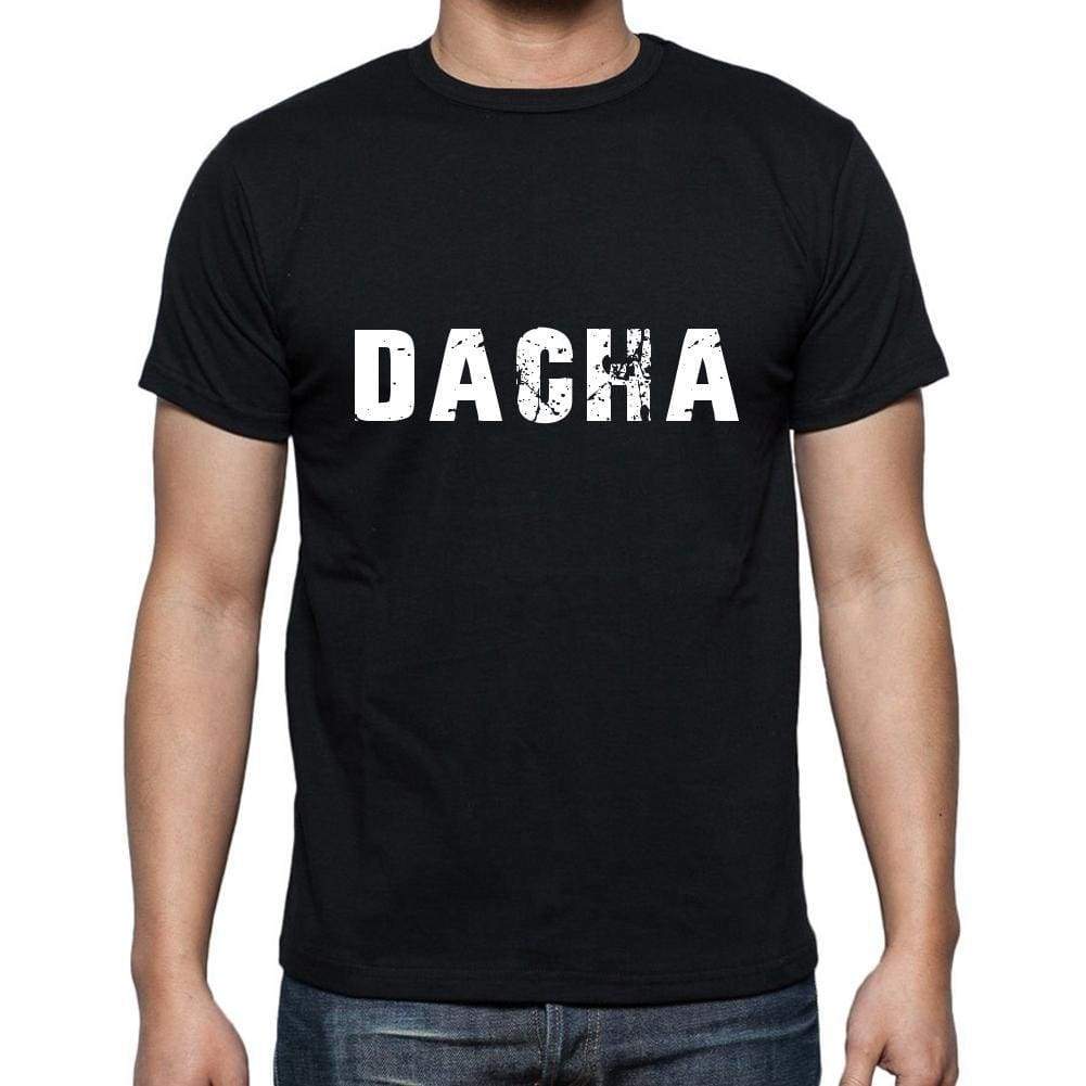 Dacha Mens Short Sleeve Round Neck T-Shirt 5 Letters Black Word 00006 - Casual