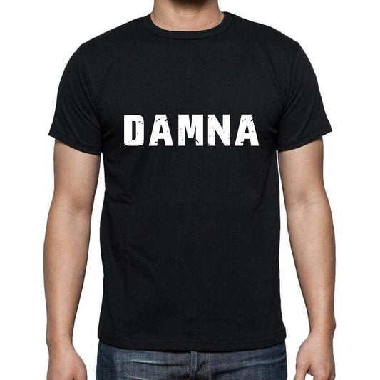 Damna Mens Short Sleeve Round Neck T-Shirt 5 Letters Black Word 00006 - Casual