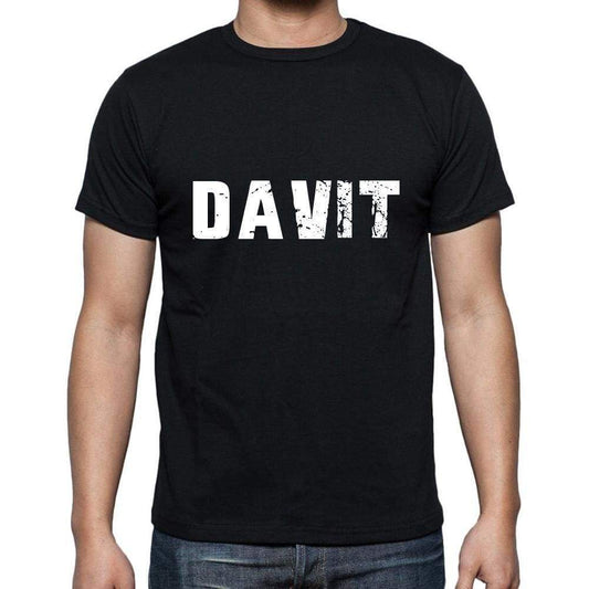 Davit Mens Short Sleeve Round Neck T-Shirt 5 Letters Black Word 00006 - Casual