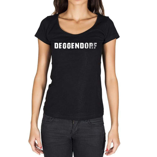 deggendorf, German Cities Black, <span>Women's</span> <span>Short Sleeve</span> <span>Round Neck</span> T-shirt 00002 - ULTRABASIC
