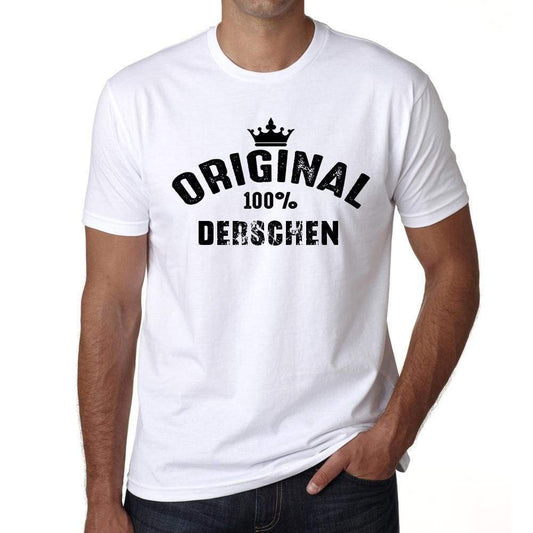 Derschen 100% German City White Mens Short Sleeve Round Neck T-Shirt 00001 - Casual