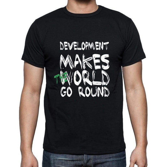 Development World Goes Round Mens Short Sleeve Round Neck T-Shirt 00082 - Black / S - Casual