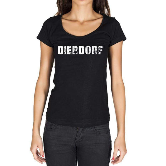 Dierdorf German Cities Black Womens Short Sleeve Round Neck T-Shirt 00002 - Casual