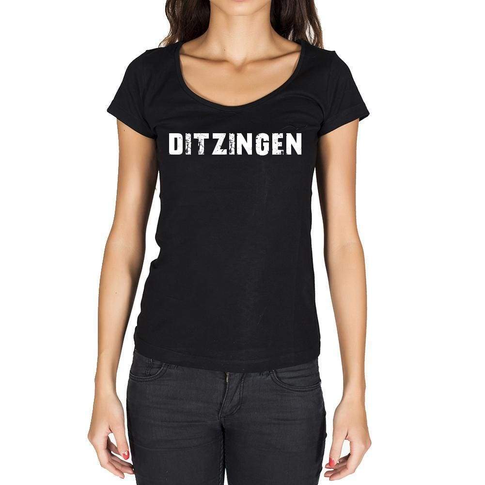 Ditzingen German Cities Black Womens Short Sleeve Round Neck T-Shirt 00002 - Casual