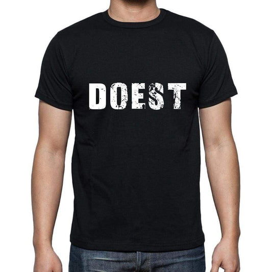 Doest Mens Short Sleeve Round Neck T-Shirt 5 Letters Black Word 00006 - Casual