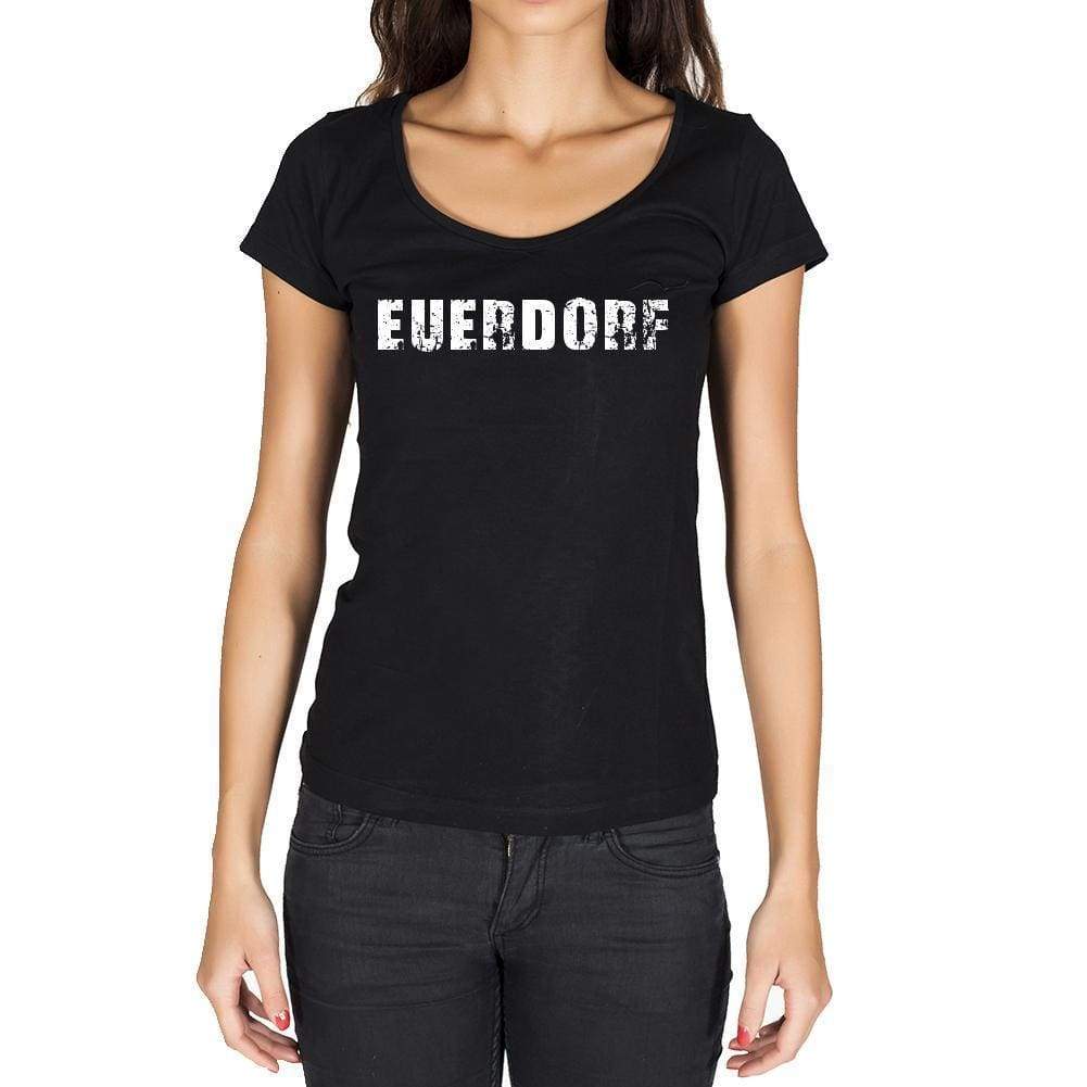 Euerdorf German Cities Black Womens Short Sleeve Round Neck T-Shirt 00002 - Casual