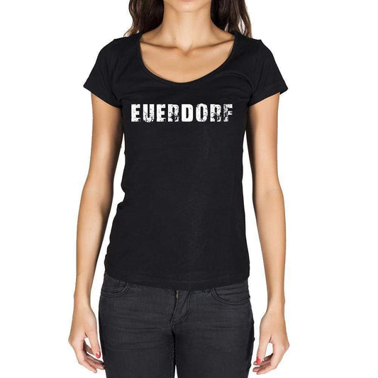 Euerdorf German Cities Black Womens Short Sleeve Round Neck T-Shirt 00002 - Casual