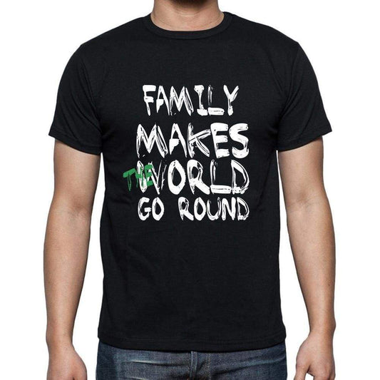 Family World Goes Round Mens Short Sleeve Round Neck T-Shirt 00082 - Black / S - Casual