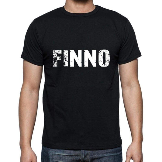 Finno Mens Short Sleeve Round Neck T-Shirt 5 Letters Black Word 00006 - Casual