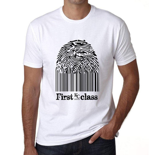 First-Class Fingerprint White Mens Short Sleeve Round Neck T-Shirt Gift T-Shirt 00306 - White / S - Casual