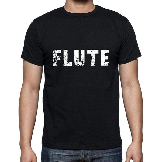 Flute Mens Short Sleeve Round Neck T-Shirt 5 Letters Black Word 00006 - Casual