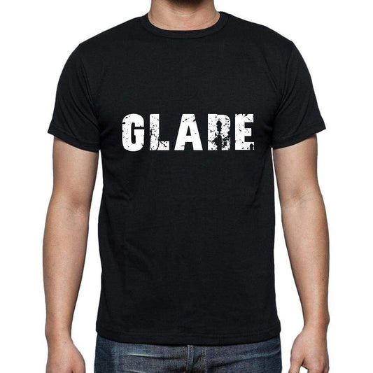 Glare Mens Short Sleeve Round Neck T-Shirt 5 Letters Black Word 00006 - Casual