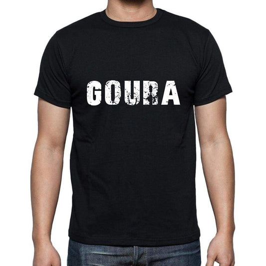 Goura Mens Short Sleeve Round Neck T-Shirt 5 Letters Black Word 00006 - Casual