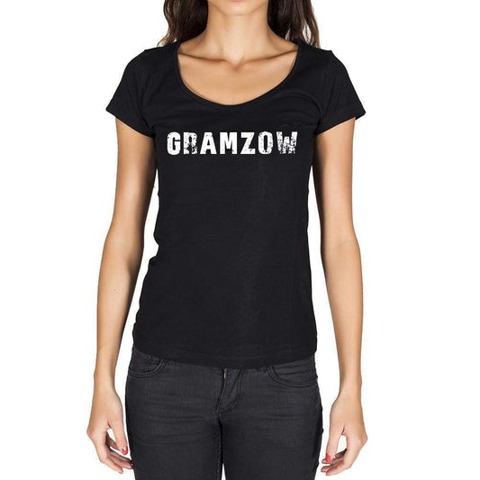 Gramzow German Cities Black Womens Short Sleeve Round Neck T-Shirt 00002 - Casual