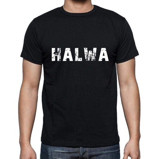 Halwa Mens Short Sleeve Round Neck T-Shirt 5 Letters Black Word 00006 - Casual