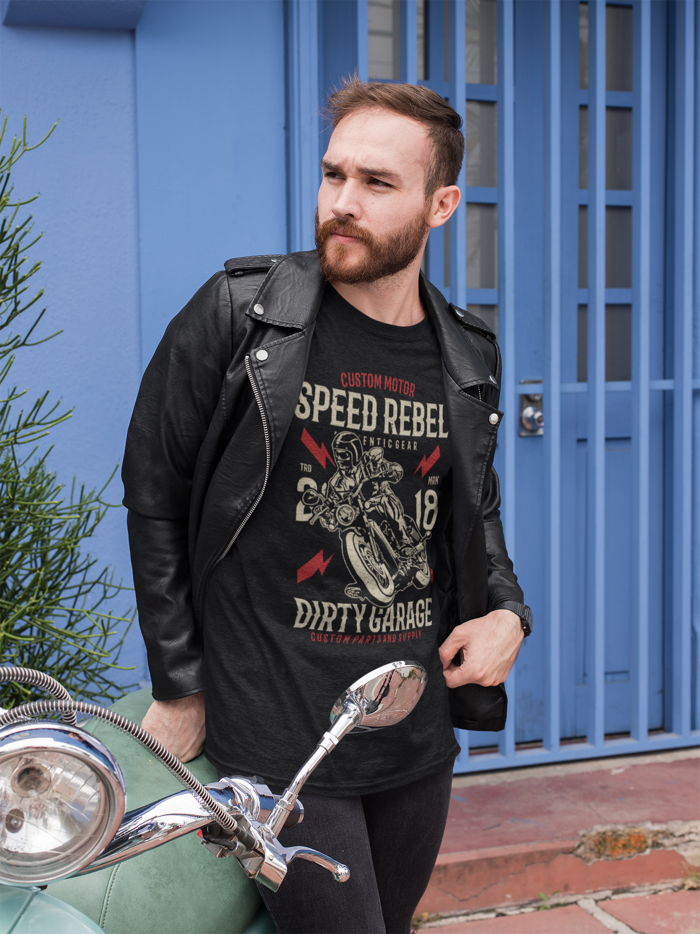 ULTRABASIC Men's T-Shirt Speed Rebel - Dirty Garage Motorcycle 2018 Tee Shirt