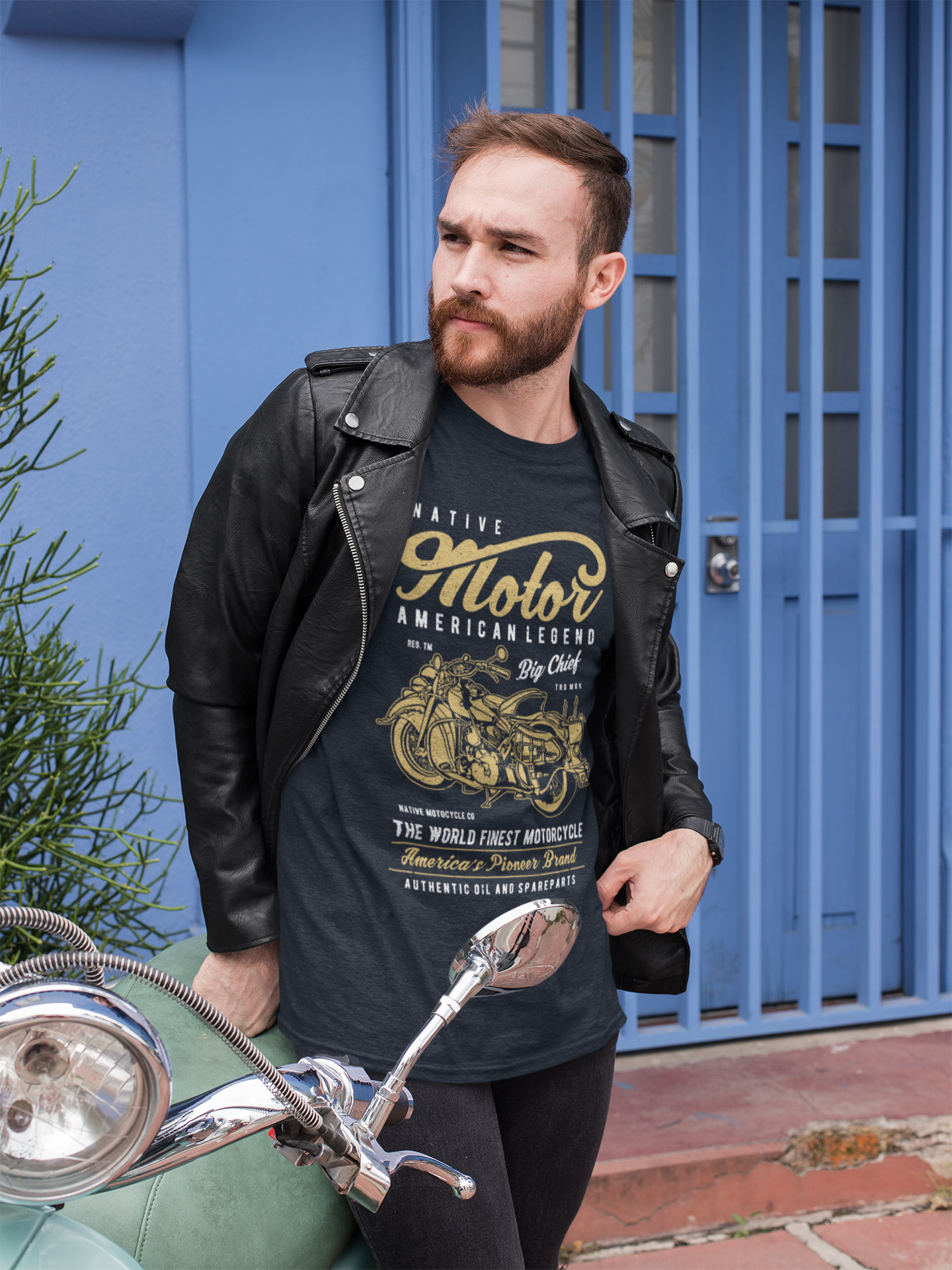 ULTRABASIC Vintage Motorcycle T-Shirt for Men - Native Motor American Legend