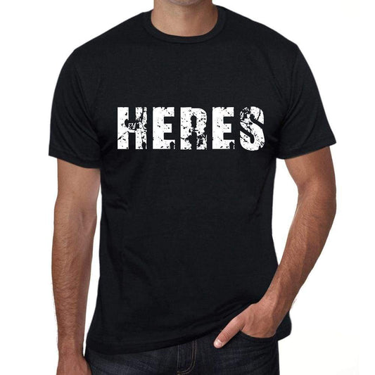 Heres Mens Retro T Shirt Black Birthday Gift 00553 - Black / Xs - Casual
