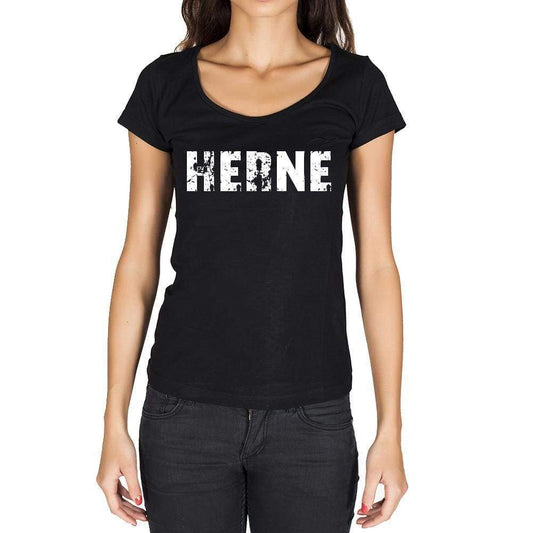 Herne German Cities Black Womens Short Sleeve Round Neck T-Shirt 00002 - Casual