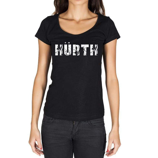 Hürth German Cities Black Womens Short Sleeve Round Neck T-Shirt 00002 - Casual