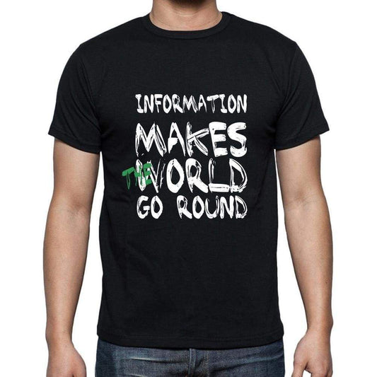 Information World Goes Round Mens Short Sleeve Round Neck T-Shirt 00082 - Black / S - Casual