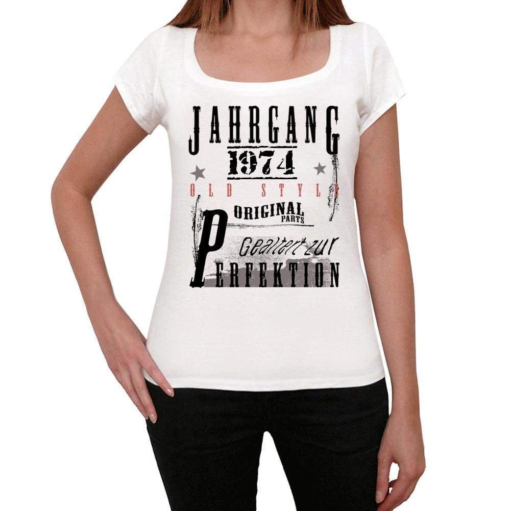 Jahrgang Birthday 1974 White Womens Short Sleeve Round Neck T-Shirt Gift T-Shirt 00351 - White / Xs - Casual