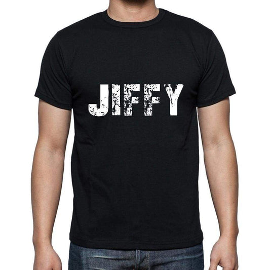 Jiffy Mens Short Sleeve Round Neck T-Shirt 5 Letters Black Word 00006 - Casual