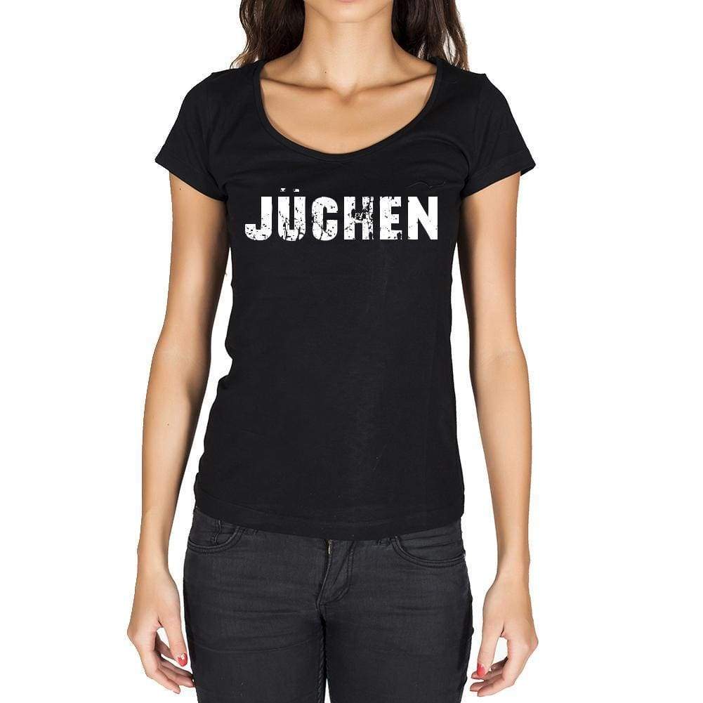 Jüchen German Cities Black Womens Short Sleeve Round Neck T-Shirt 00002 - Casual