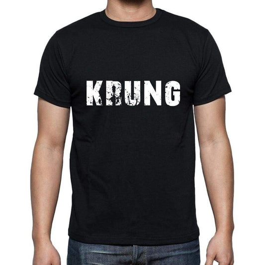 Krung Mens Short Sleeve Round Neck T-Shirt 5 Letters Black Word 00006 - Casual
