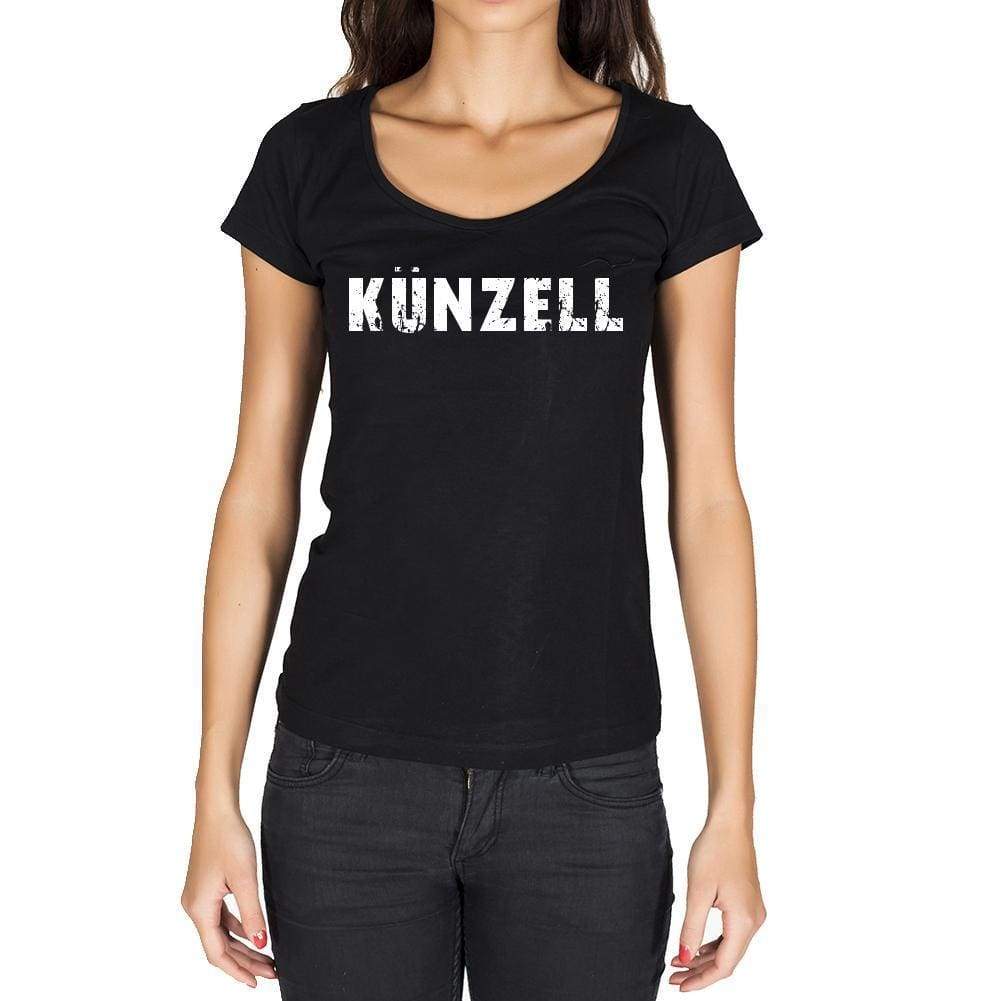 Künzell German Cities Black Womens Short Sleeve Round Neck T-Shirt 00002 - Casual